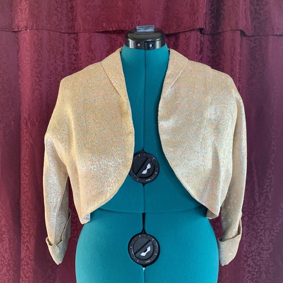 Vintage Bolero Jacket Gold Brocade size Large (-ish?) - Picture 5 of 9